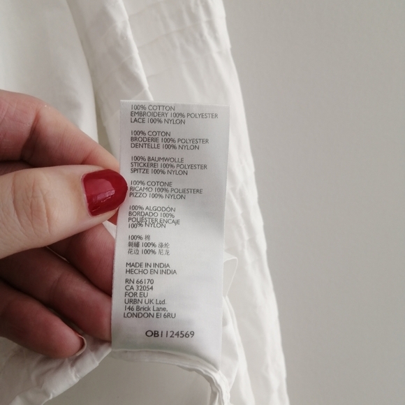 By Anthropologie Delilah Pleated Peasant Blouse Embroidered White Lace Size 4 - Picture 10 of 17